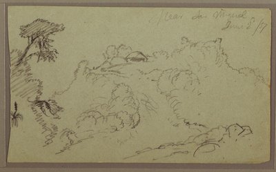 Rajz, San Miguel közelében, Ecuador; hátoldal: Befejezetlen hegyi vázlat, 1857. június 2. alkotó: Frederic Edwin Church