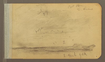 Rajz, Orizaba; hátoldal: Felhős égbolt, tető, 1889 alkotó: Frederic Edwin Church