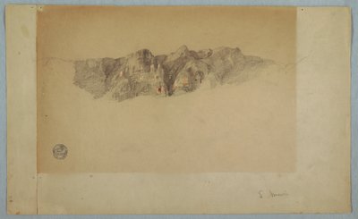 Rajz, egy hasadékos hegység része, valószínűleg Ecuador vagy Kolumbia, 1853 vagy 1857 alkotó: Frederic Edwin Church