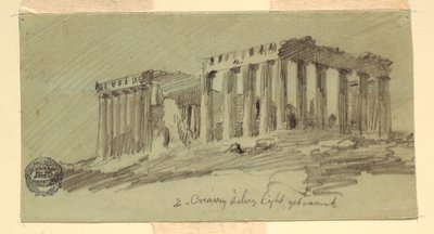 Rajz, Parthenon, Athén délkeleti irányból, 1869. április alkotó: Frederic Edwin Church