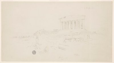 Rajz, Parthenon és Erectheion, Athén, 1869. április alkotó: Frederic Edwin Church