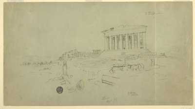 Rajz, Parthenon és Erectheion, Athén, 1869. április alkotó: Frederic Edwin Church