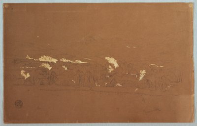 Rajz, Guaranda részleges látképe, Ecuador, 1857. június 3. alkotó: Frederic Edwin Church