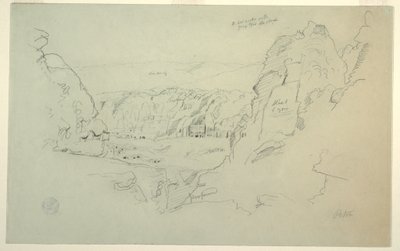 Rajz, Petra, Jordánia nyugatról, a palota és a korinthoszi sírok, 1868. február 26. alkotó: Frederic Edwin Church