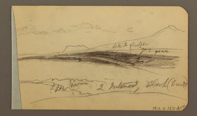 Rajz, síkság, domb, város; hátoldal: Hegyvidék, 1889 alkotó: Frederic Edwin Church