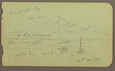 Rajz, Popocatapel; hátoldal: Fríz a Texcoco Hotelről, 1883. december 18. alkotó: Frederic Edwin Church