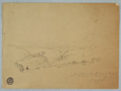 Rajz, Visszaemlékezés a Fusugasuga és Pandi közötti út tájára, Új Granda, Kolumbia, 1853. július 11. alkotó: Frederic Edwin Church