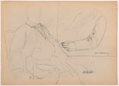 Rajz, Robert L. Stuart ülve, első portré, a Presbiteriánus Kórház számára; Mr. W. ARmory, mellkas és kar tanulmány, 1881 alkotó: Frederic Edwin Church