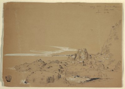 Rajz, Sziklás part, Grand Manan, Kanada, 1851. augusztus alkotó: Frederic Edwin Church