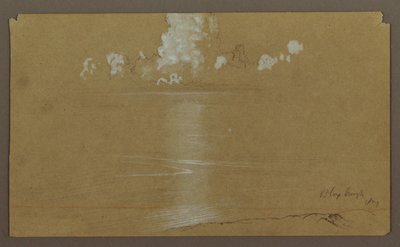 Rajz, Tengeri táj, Bloxburgh; hátoldalon: Dombok és tenger, 1865. augusztus alkotó: Frederic Edwin Church