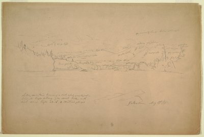 Rajz, A tó partja és a Katahdin hegy lábánál, 1856. augusztus 29. alkotó: Frederic Edwin Church