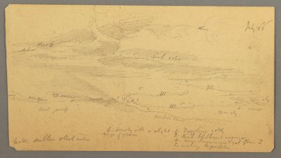 Rajz, Égi tanulmány a hegygerinc felett, 1866. július alkotó: Frederic Edwin Church