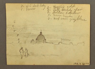 Rajz, Szent Péter bazilika és Vatikánváros (északról nézve), Róma, Olaszország, 1869. január alkotó: Frederic Edwin Church
