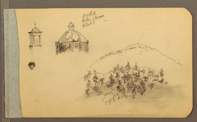 Rajz, torony, kupola, fej, dombok, 1889 alkotó: Frederic Edwin Church