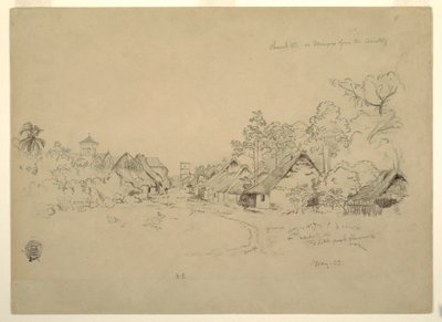 Rajz, utca Momposban, Kolumbia, 1853. május alkotó: Frederic Edwin Church