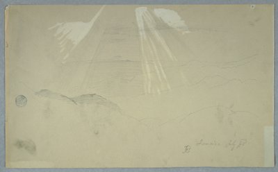 Rajz, Fentről sütő napsugarak, Jamaica, 1865. július alkotó: Frederic Edwin Church