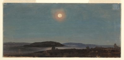 Rajz, Nap vagy Holdfelkelte a Porcupine-szigetek felett, Bar Harbor, 1860 körül. alkotó: Frederic Edwin Church