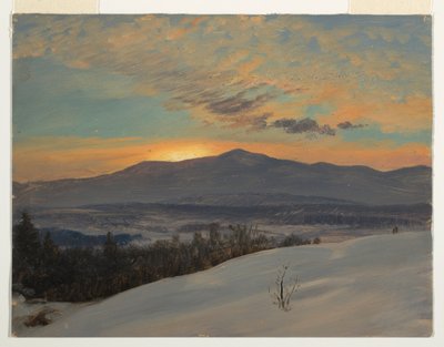 Rajz, Naplemente a Hudson-völgyön át, tél, 1870-80 alkotó: Frederic Edwin Church