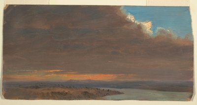 Rajz, Naplemente, Hudson-völgy, New York, 1870-80 alkotó: Frederic Edwin Church