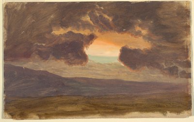 Rajz, Naplemente a puszta dombok felett, 1870-80 alkotó: Frederic Edwin Church