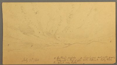 Rajz, Naplemente a hegyek felett, 1866. július 9. alkotó: Frederic Edwin Church