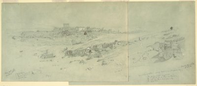 Rajz, Templomok reggel, Baalbek, 1868. május 12. alkotó: Frederic Edwin Church