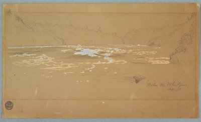 Rajz, A folyó "Az örvény alatt", 1858 szeptembere alkotó: Frederic Edwin Church