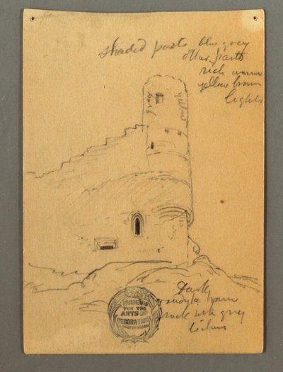 Rajz, A Sion kastély tornya, Sion, valószínűleg 1868 alkotó: Frederic Edwin Church