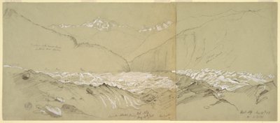 Rajz, Felső Aletsch-gleccser a Nagy Fusshornnal, 1868 alkotó: Frederic Edwin Church