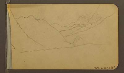 Rajz, völgy; hátoldal: hegycsúcs, 1889 alkotó: Frederic Edwin Church