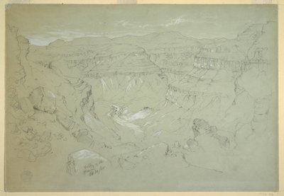 Rajz, El Jemen völgye, 1868. február 20. alkotó: Frederic Edwin Church