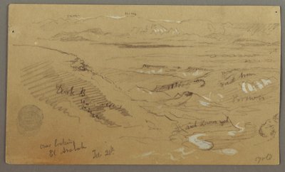 Rajz, Wady el-Arabah-i kilátás, február 20., valószínűleg 1868 alkotó: Frederic Edwin Church