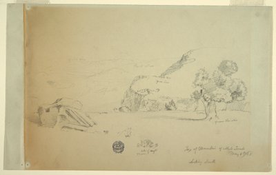 Rajz, Kilátás a Suk wadi nyugati dombjáról, 1868. május 4. alkotó: Frederic Edwin Church