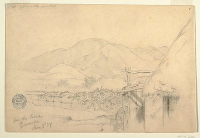 Rajz, Kilátás a guarandai fogadóból, Ecuador, 1857. június 3. alkotó: Frederic Edwin Church