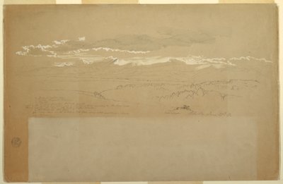Rajz, Hegyvidéki kilátás, Ecuador, 1857. június 27. alkotó: Frederic Edwin Church
