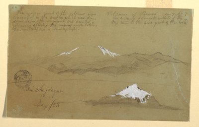 Rajz, A Puresé vulkán, Kolumbia és a Sincholagua hegy, Ecuador, 1853. augusztus 9. és szeptember 9. alkotó: Frederic Edwin Church