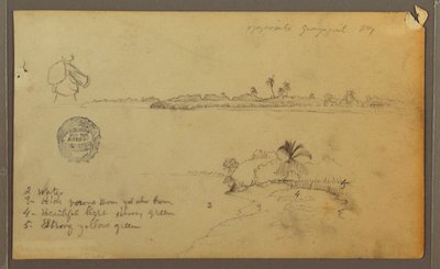 Rajz, A Guayas folyó keleti partjának nézetei, szemben Guayaquillal, Ecuador, 1857. május alkotó: Frederic Edwin Church