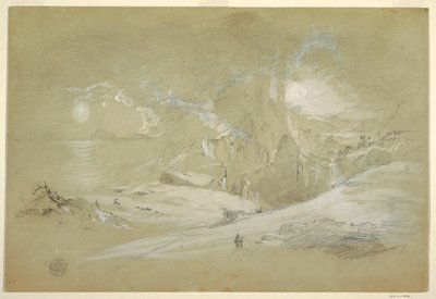 Rajz, Keresztvízió, Tájkép jelenséggel, 1868 szeptembere alkotó: Frederic Edwin Church