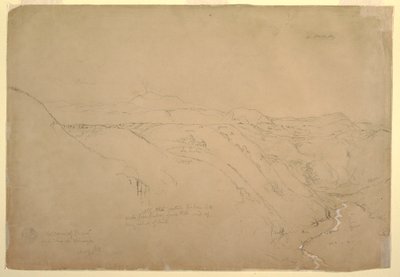 Rajz, Puresé vulkán és a Rio de Vinagre, Purese, Kolumbia, 1853. augusztus alkotó: Frederic Edwin Church