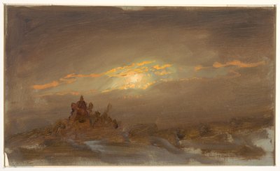 Rajz, Téli táj holdfényben, 1870 körül. alkotó: Frederic Edwin Church