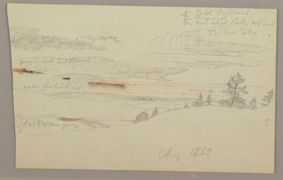 Rajz, Erdős lejtő, Hegyvidék, 1863 alkotó: Frederic Edwin Church