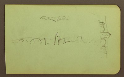 Rajz, dombok, templom, híd; hátoldal: alak, kereszt, templom, 1883 alkotó: Frederic Edwin Church