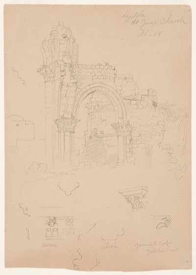 A Szent György-templom romjai, Lydda [jelenlegi Lod] alkotó: Frederic Edwin Church