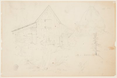 Vázlat egy istállóról és a szénakazalról alkotó: Frederic Edwin Church