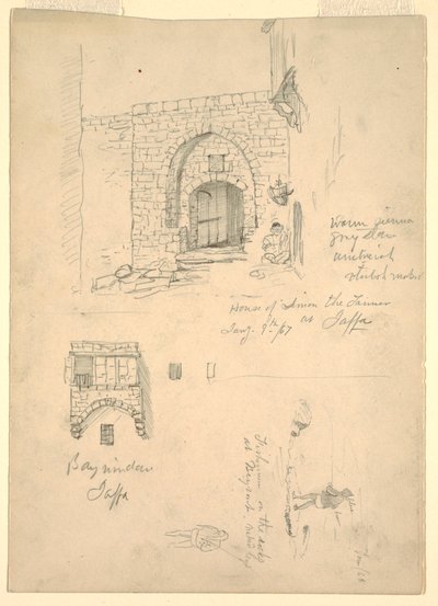 Vázlatok a Palesztina (Tel-Aviv, Izrael) Semon-házról, a Jaffa-házról és a szíriai Bejrúti sziklákon [Bejrút, Libanon] alkotó: Frederic Edwin Church