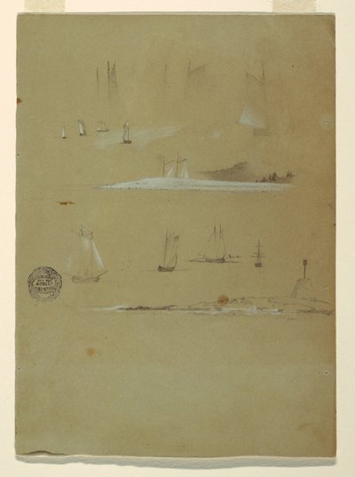 A Schooners és a Beacon Day Marker tanulmánya alkotó: Frederic Edwin Church