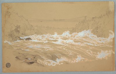 A szurdok, Niagara, a függőhíd felé néz alkotó: Frederic Edwin Church