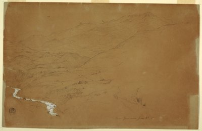 Völgy patakkal és házakkal, Guaranda közelében, Ecuadorban alkotó: Frederic Edwin Church