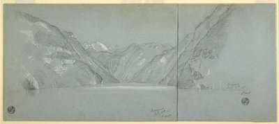 Kilátás a Konigssee-tóra a Falkensteinnel, Berchtesgaden közelében, Bajorország, Németország, 2. rész alkotó: Frederic Edwin Church
