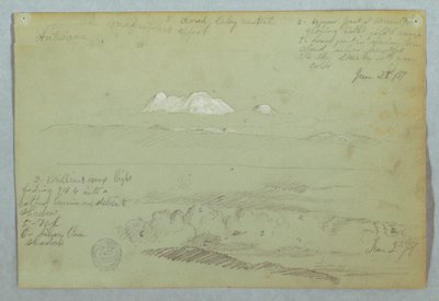 Kilátás az Artisana vulkánra Quitoból vagy annak közelében, és felhős égbolt a hegygerinc felett, Ecuador alkotó: Frederic Edwin Church